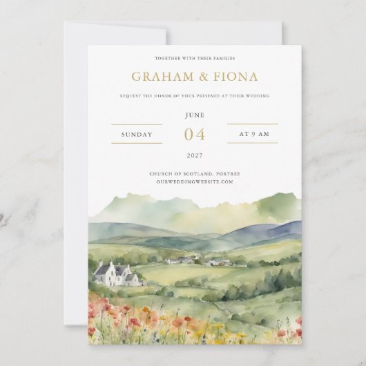 In the Glen Watercolor Invitation Kaart (Voorkant)