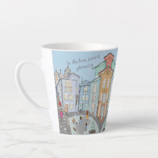 "In the lane, snow is glistening" cute winter mug Latte Mok