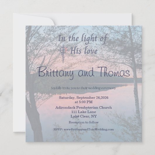 In the Light of His Love Photo Wedding Invitation Kaart (Voorkant)