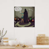 In The Middle Grappige Grim Reaper & Clown Poster (Keuken)