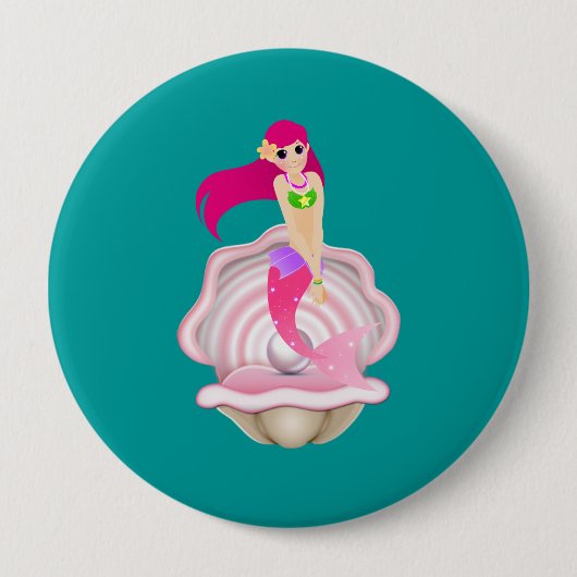 "In the roze" Zeemeermin Button (Voorkant)