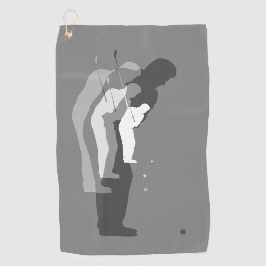 "In The Swing" Monochroom Golfer's Handdoek (Voorkant)