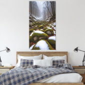 In the tranquil valley snow falls canvas afdruk (Insitu (Slaapkamer))