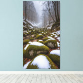 In the tranquil valley snow falls canvas afdruk (Insitu (Houten vloer))