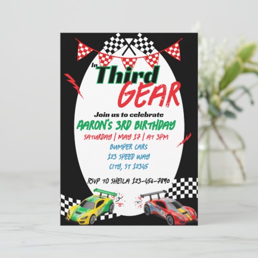 In Third Gear, Racing 3rd Birthday Kaart (Staand voorkant)