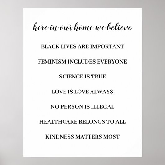 In This House We Believe Modern Minimalist Design Poster (Voorkant)