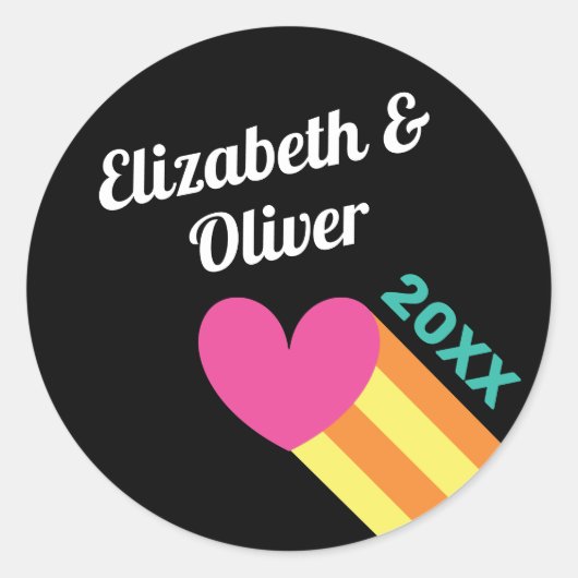 In totaal 80 jaar roze heartbruiloft ronde sticker (Voorkant)