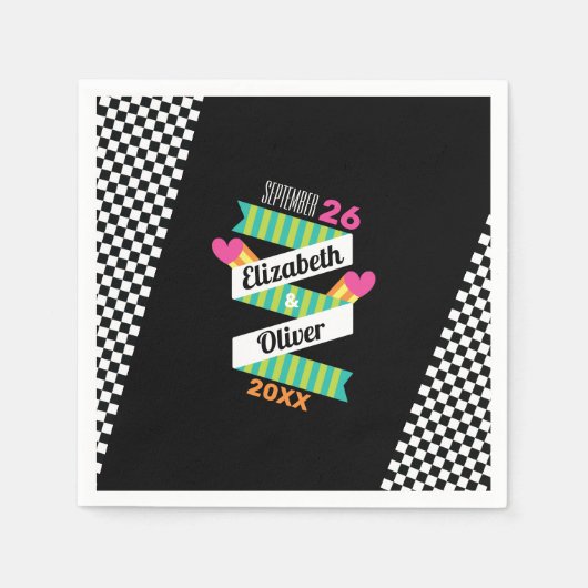 In totaal 80 s Stripes en Gecontroleerde bruiloft Servet (Voorkant)