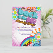 In totaal 80's uitnodiging van de Birthday Bash-pa (Staand voorkant)