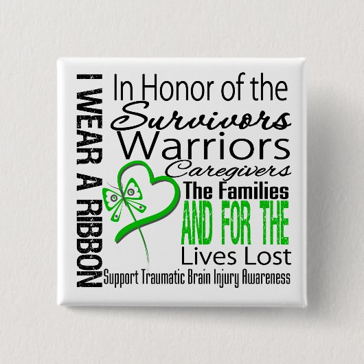 In Tribute Collage Traumatic Brain Letjury Vierkante Button 5,1 Cm (Voorkant)