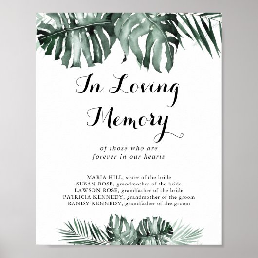 In Tropische Groen Wit Bloemige Liefdevolle Herinn Poster (Voorkant)