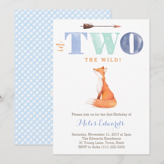 In TWEE de bossen. Wild Fox 2e verjaardag voor Boy Kaart (Voorkant / Achterkant)
