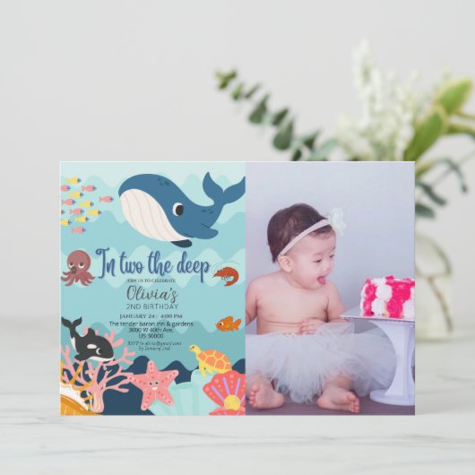 In twee de diepe, onderwater 2e verjaardag kaart (Staand voorkant)