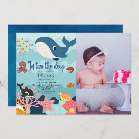 In twee de diepe, onderwater 2e verjaardag kaart (Voorkant / Achterkant)