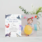 In twee de diepe, onderwater 2e verjaardag kaart (Staand voorkant)
