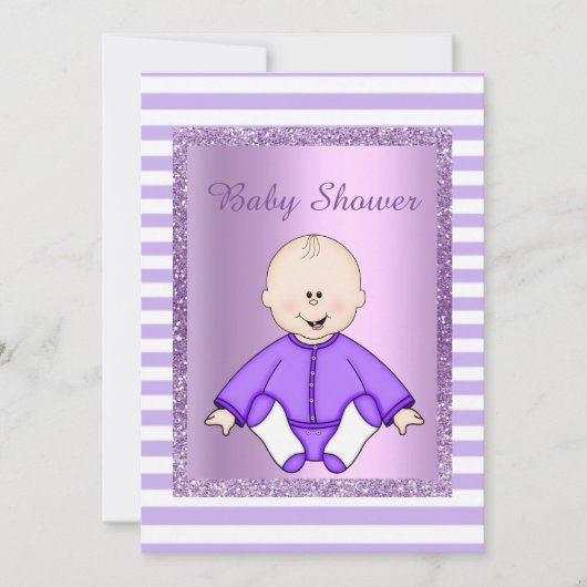  IN TWEE TONE ANGEL BABY SHOWER INVITE LILA KAART (Voorkant)