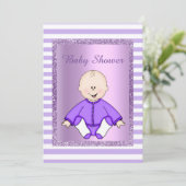  IN TWEE TONE ANGEL BABY SHOWER INVITE LILA KAART (Staand voorkant)