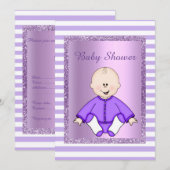  IN TWEE TONE ANGEL BABY SHOWER INVITE LILA KAART (Voorkant / Achterkant)