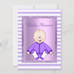 IN TWEE TONE ANGEL BABY SHOWER INVITE LILA KAART