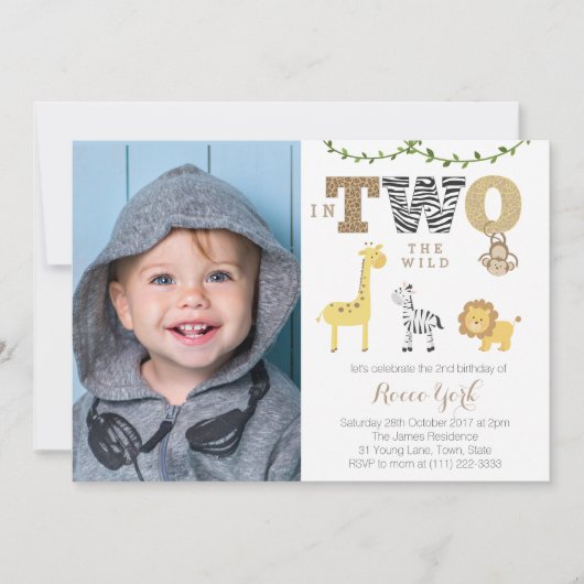 in TWO: de Wilde Tweede verjaardag Safari Party vo Kaart (Voorkant)