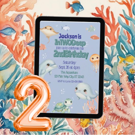 In TWO Deep, Blue Under the Sea 2nd Birthday  Kaart