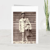 In uniform Brievenbesteller met Baby in Postzak Kaart (Achterkant)