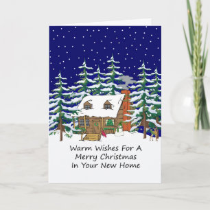 In Uw Nieuwe Thuis Kerstmis Chalet Feestdagen Kaart