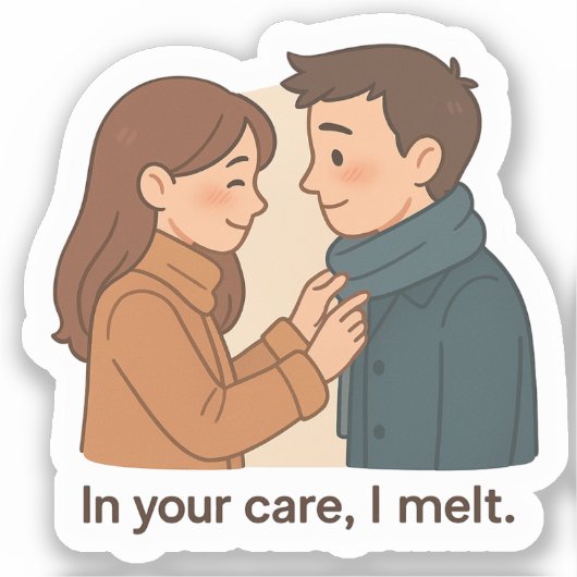 In uw zorg, ik smelt - lief paar sticker (Voorkant)