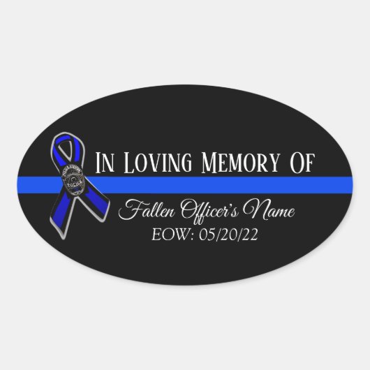 IN VERLIES GEHEUGEN VAN HET FALLEN OFFICERONDERSTE OVALE STICKER (Voorkant)