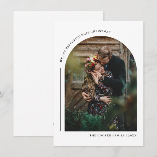 In verwachting van deze kerst familie fotokaart feestdagenkaart (Voorkant / Achterkant)