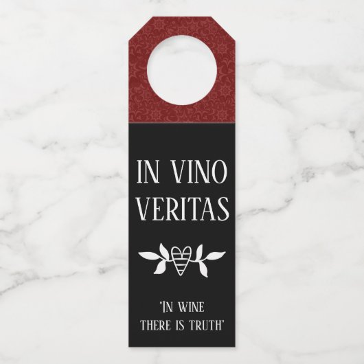 IN VINO VERITAS "In Wine is er waarheid" Flessenhanger (Voorkant)