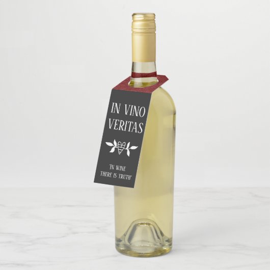 IN VINO VERITAS "In Wine is er waarheid" Flessenhanger (Schuin)