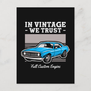 In Vintage We Trust Muscle Car Design Briefkaart