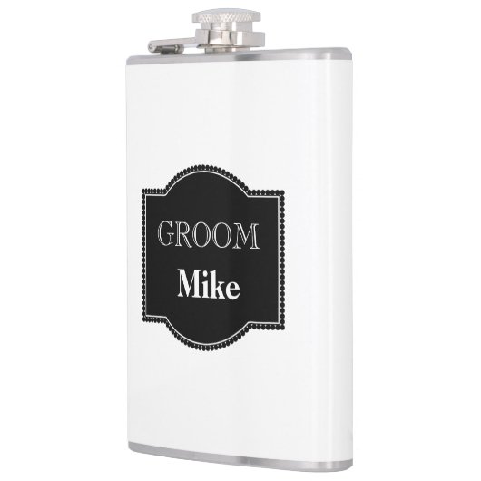 In vinyl verpakte kolf-bruidegom heupfles (Links)