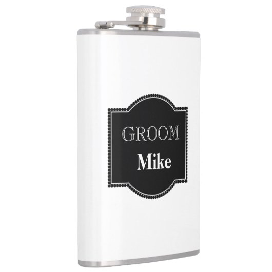 In vinyl verpakte kolf-bruidegom heupfles (Rechts)