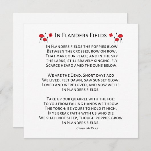 In Vlaanderen blazen de klaprozen John McCrae Feestdagenkaart (Voorkant / Achterkant)