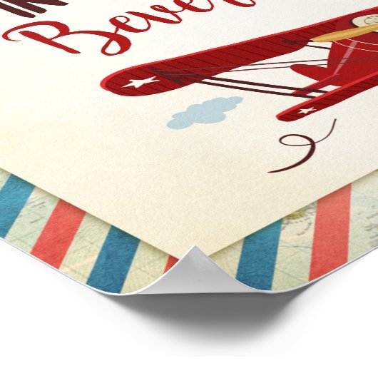 In vliegdranken Sign Airplane Bar Food Table Poster (Hoek)