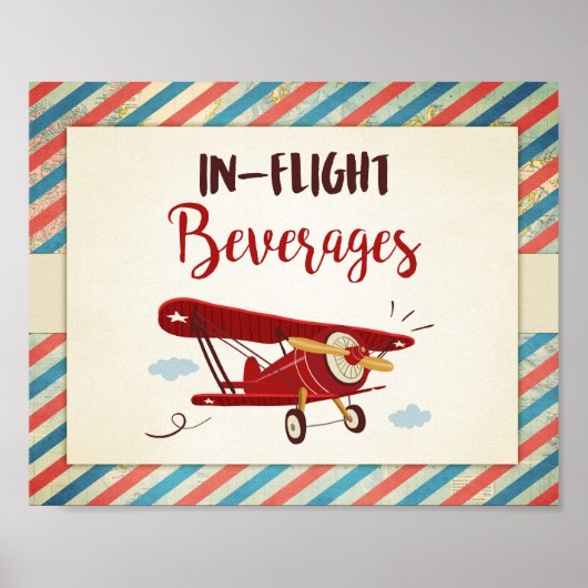 In vliegdranken Sign Airplane Bar Food Table Poster (Voorkant)