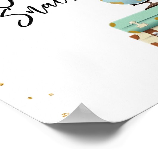 In-vlucht-snacks met balkbordbordbordbord met reis poster (Hoek)