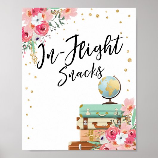 In-vlucht-snacks met balkbordbordbordbord met reis poster (Voorkant)