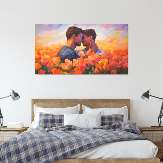 in volle bloei: de tulpenaffaire van de homoseksue canvas afdruk (Insitu (Slaapkamer))