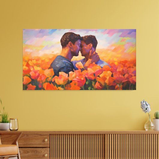 in volle bloei: de tulpenaffaire van de homoseksue canvas afdruk (Insitu (Woonkamer))