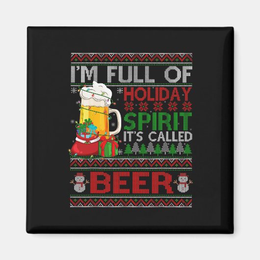 In volle feestdagen heet bier lelijk kerstfeest magneet (Voorkant)