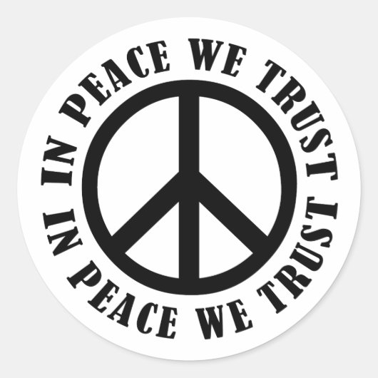 In vrede vertrouwen we ronde sticker (Voorkant)