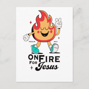 In vuur voor Jezus Psalm 34:5 Schattig Vlam-person Briefkaart
