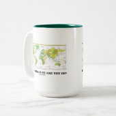 In welke tijdzone ben je? (Wereldkaart tijdzones) Tweekleurige Koffiemok (Voorkant links)