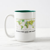 In welke tijdzone ben je? (Wereldkaart tijdzones) Tweekleurige Koffiemok (Links)