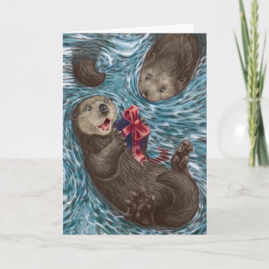 In West Coast Christmas: Otters Feestdagen Kaart (Voorkant)