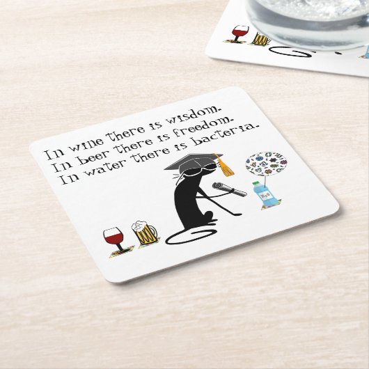 In wijn is er Wisdom Funny Wine Gezegde Kartonnen Onderzetters (Schuin)