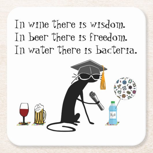 In wijn is er Wisdom Funny Wine Gezegde Kartonnen Onderzetters (Voorkant)